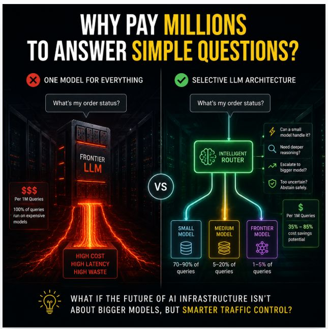 SelectiveLLM AI decision and routing concept
